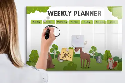 Magnetic glass dry erase board timetable design