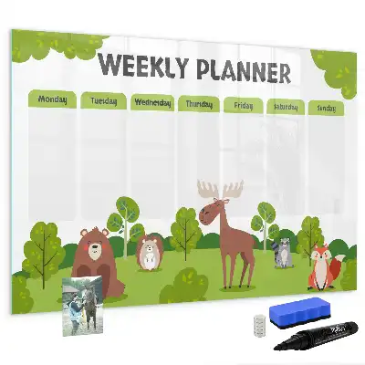 Magnetic glass dry erase board timetable design