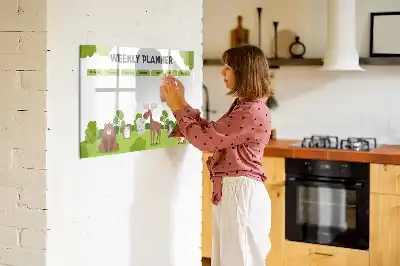 Magnetic glass dry erase board timetable design
