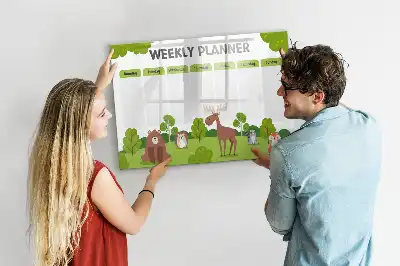 Magnetic glass dry erase board timetable design