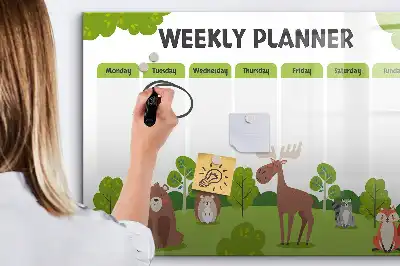 Magnetic glass dry erase board timetable design