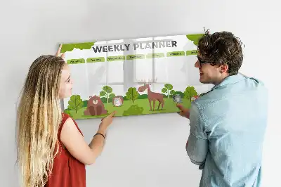 Magnetic glass dry erase board timetable design