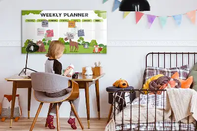 Magnetic glass dry erase board timetable design