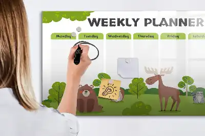 Magnetic glass dry erase board timetable design