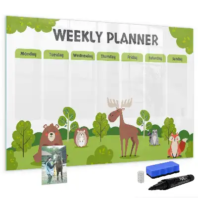 Magnetic glass dry erase board timetable design