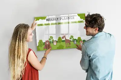 Magnetic glass dry erase board timetable design