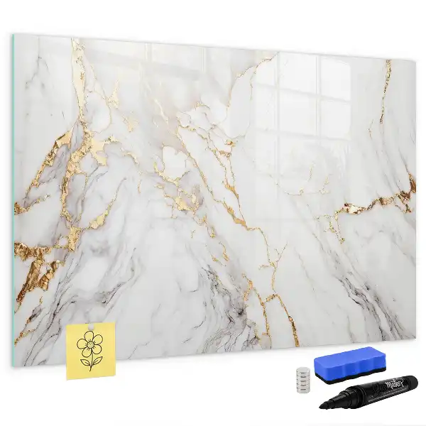Magnetic marker board with decorative marble finish