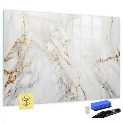 Magnetic marker board with decorative marble finish
