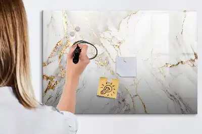 Magnetic marker board with decorative marble finish