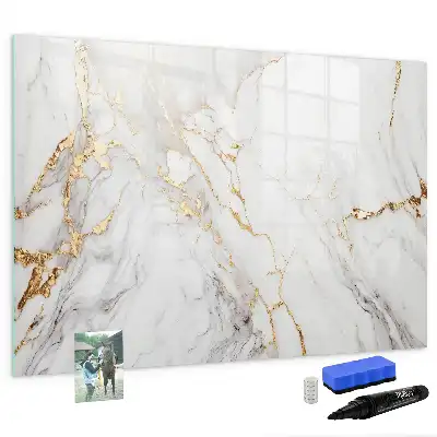 Magnetic marker board with decorative marble finish
