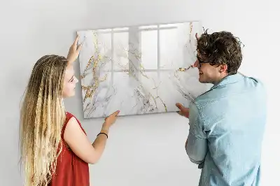 Magnetic marker board with decorative marble finish