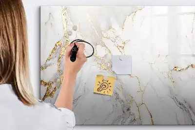 Magnetic marker board with decorative marble finish