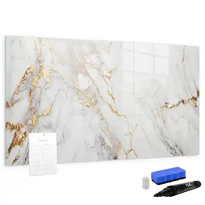 Magnetic marker board with decorative marble finish
