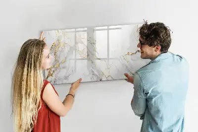 Magnetic marker board with decorative marble finish