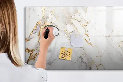 Magnetic marker board with decorative marble finish