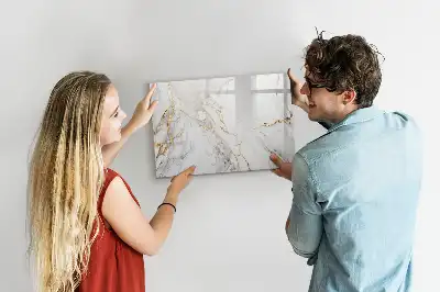 Magnetic marker board with decorative marble finish