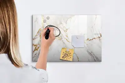 Magnetic marker board with decorative marble finish