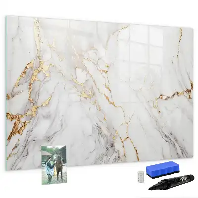 Magnetic marker board with decorative marble finish
