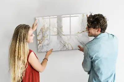 Magnetic marker board with decorative marble finish