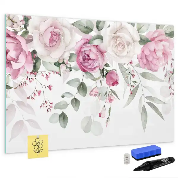 Magnetic marker board watercolor roses design
