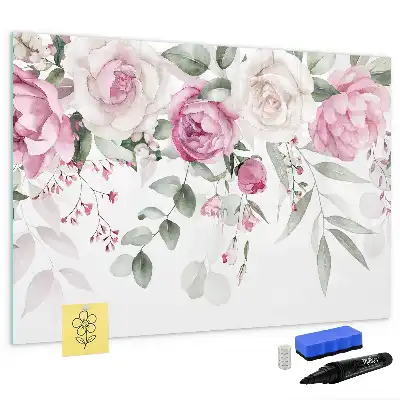 Magnetic marker board watercolor roses design