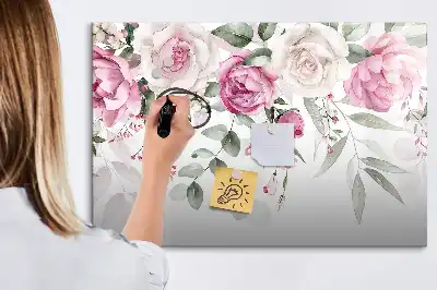 Magnetic marker board watercolor roses design