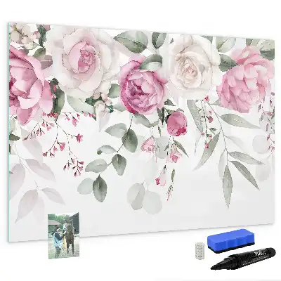 Magnetic marker board watercolor roses design