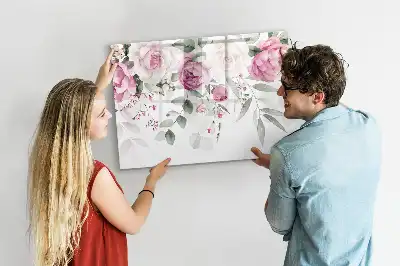 Magnetic marker board watercolor roses design