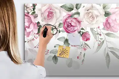 Magnetic marker board watercolor roses design