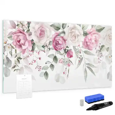 Magnetic marker board watercolor roses design