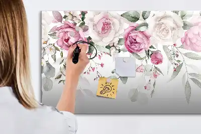 Magnetic marker board watercolor roses design