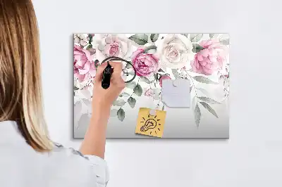Magnetic marker board watercolor roses design