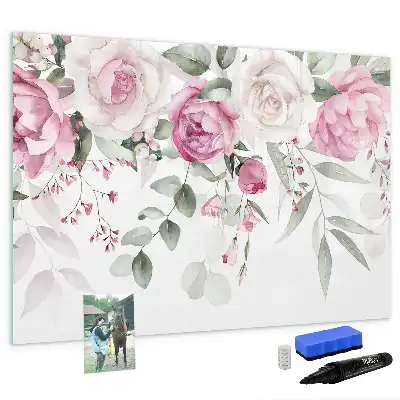 Magnetic marker board watercolor roses design