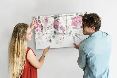 Magnetic marker board watercolor roses design
