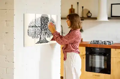 Magnetic glass dry erase board with nature tree design