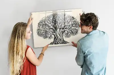 Magnetic glass dry erase board with nature tree design