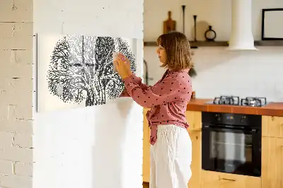 Magnetic glass dry erase board with nature tree design