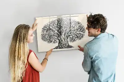Magnetic glass dry erase board with nature tree design