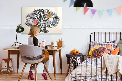Magnetic glass dry erase board with nature tree design