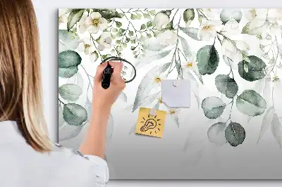 Magnetic glass dry erase board with nature plant print