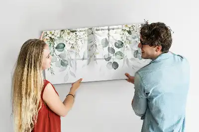Magnetic glass dry erase board with nature plant print