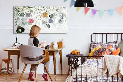 Magnetic glass dry erase board with nature plant print