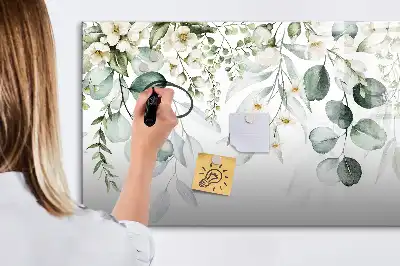 Magnetic glass dry erase board with nature plant print