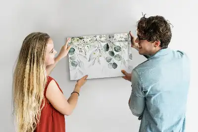Magnetic glass dry erase board with nature plant print
