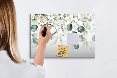 Magnetic glass dry erase board with nature plant print