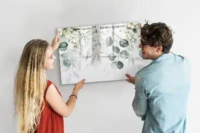 Magnetic glass dry erase board with nature plant print