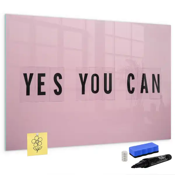 Magnetic marker board with Yes you can do it design