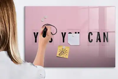Magnetic marker board with Yes you can do it design