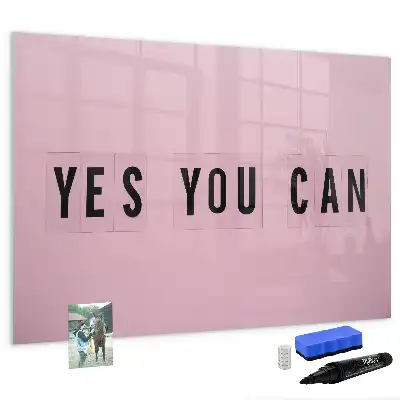 Magnetic marker board with Yes you can do it design
