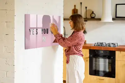 Magnetic marker board with Yes you can do it design